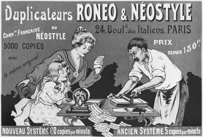 Reklama na duplikátory Romeo a Neostyle, kolem 1903-04 od French School