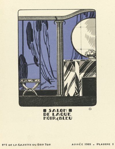 Reklama na "Salon de Laque Noir  Bleue", pub.1921 (šablonový tisk) od French School