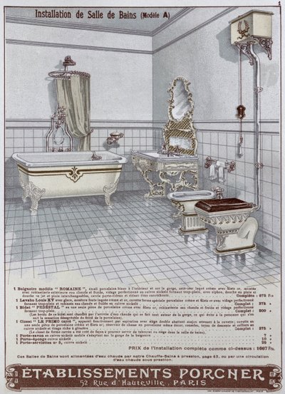 Reklama na koupelny vyrobené Etablissements Porcner, 1899 od French School
