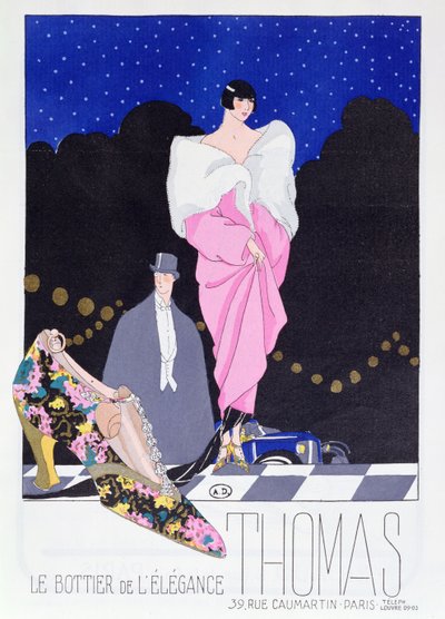 Reklama na Bootmaker Thomas z módního časopisu Art-Gout-Beaute, 1924 od French School