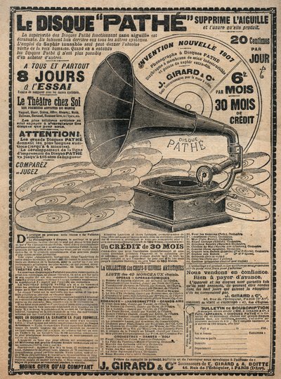 Reklama na gramofony “” Pathe”” 1907 - Le disque pathe - od French School