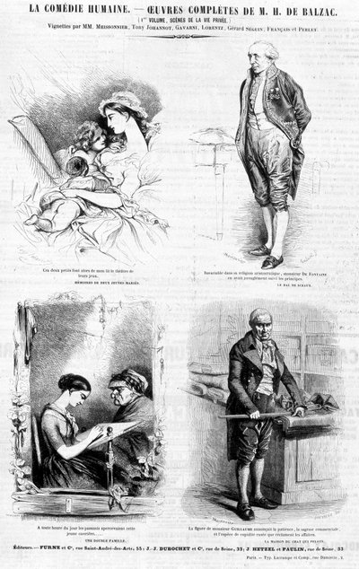 Reklamní stránka na Balzacova díla - v "Charivari", červenec 1842 od French School