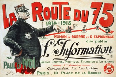 Reklamní plakát k románu „La Route du 75:1914 - 1915: Roman de guerre et d