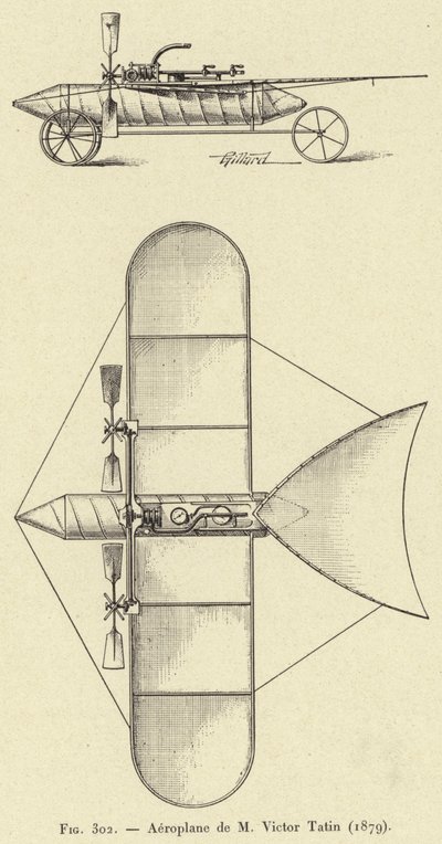 Airplane de M Victor Tatin (1879) (rytina) od French School