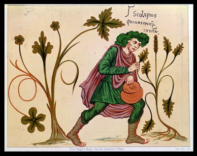 Aesculapius objevující betony, faksimile rukopisu Antonia Musy (63 př. nl-14 n. l.) (originál viz 235101) od French School