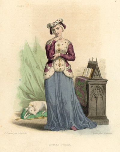 Agnes Sorel (barevná rytina) od French School