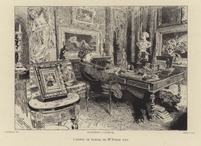Alexandre Dumas mladší ve své pracovně od French School
