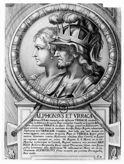 Alfonso I, bojovník a Urraca (rytina) od French School