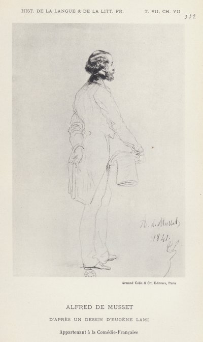 Alfred De Musset (litho) od French School