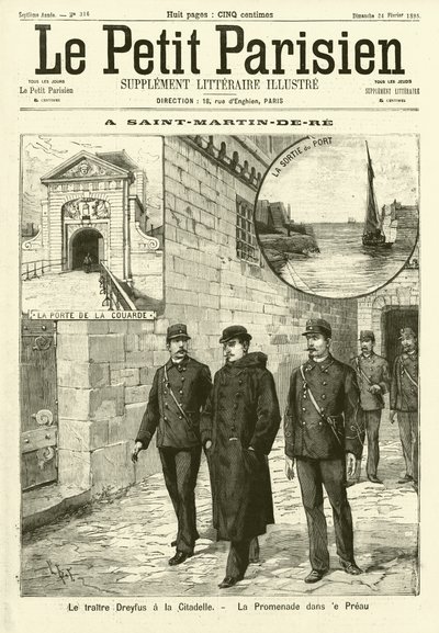 Alfred Dreyfus ve vězení v Saint-Martin-de-Re, Francie (rytina) od French School