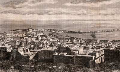 Alžír - Alžír - Alžírsko - rytina v „La France illustree: geography, history, administration statistique“ od V.A. Sladově hnědá. 1884 od French School