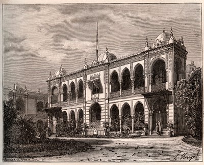 Alžír - Guvernérský palác v Mustapha - rytina v „La France illustrée: geografie, historie, statistická správa“ od V.A. Malt-Brown. 1884 od French School