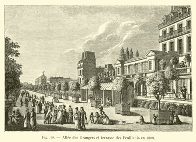 Allee des Orangers a terasa Feuillants v roce 1808 od French School
