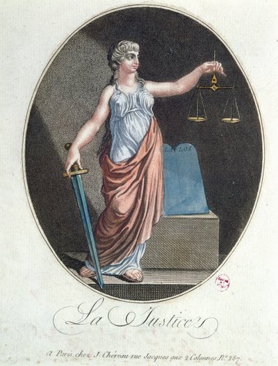 Alegorie spravedlnosti, vydal J. Chereau, Paříž, 1792 od French School