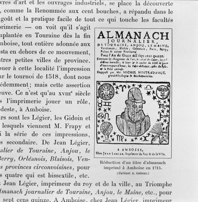 Almanach vyrobený Michel de Nostradame (Nostradamus) (1503-66) 1715 od French School