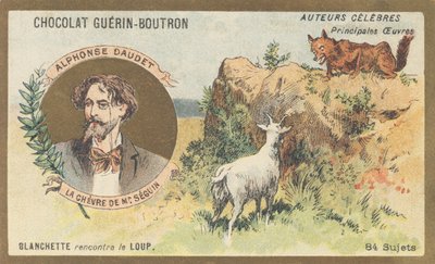 Alphonse Daudet (1840-1897), francouzský spisovatel a dramatik, autor „La chevre de Monsieur Seguin“, jedné z povídek „Lettres de mon moulin“ od French School