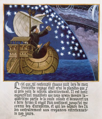 Amerigo Vespucci navigace podle hvězd na své 3. cestě od French School