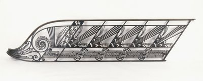 Balustráda schodiště ve stylu Art Deco navržená Delionem, cca 1920-1930 (bronz, tepané železo) od French School