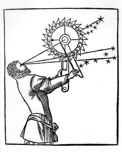 Astroláb, ilustrace z Cosmographia od Petruse Apianuse (1495-1552), vydaný v Paříži Vivant Gualtherot, 1551 Vivant od French School