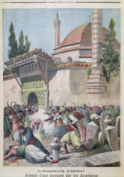 Útok na mešitu Armény, ilustrace z Le Petit Journal 1895 od French School