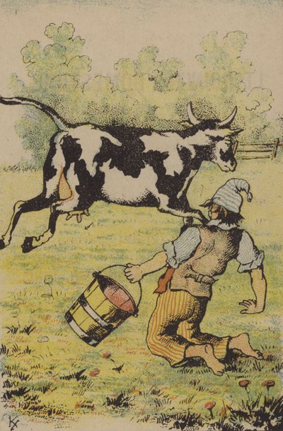Neúspěšný pokus podojit krávu (barva litho) od French School