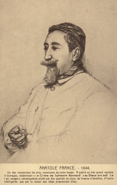 Anatole France (1844-1924), francouzský básník, novinář a prozaik (litografie) od French School