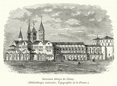 Bývalé opatství Cluny (rytina) od French School