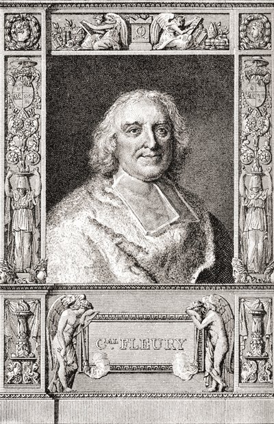André-Hercule de Fleury, biskup z Fréjus, 1653 1743. Francouzský kardinál a hlavní ministr Ludvíka XV. Z knihy Les Heures Libres vydané v roce 1908. od French School