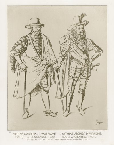 Andre Cardinal dAutriche, Eveque de Constance (1600). Mathias Archid dAutriche, vévoda de Wirtemberg (1601). Podle kresby C Shrencka od French School