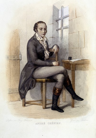 Andre Chenier (1762-1794), francouzský básník, a la Concierge - v „Le Plutarque francais“, Ed. Mennechet od French School