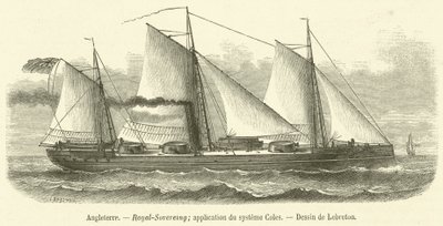 Angleterre, Royal-Sovereign, application du systeme Coles (rytina) od French School