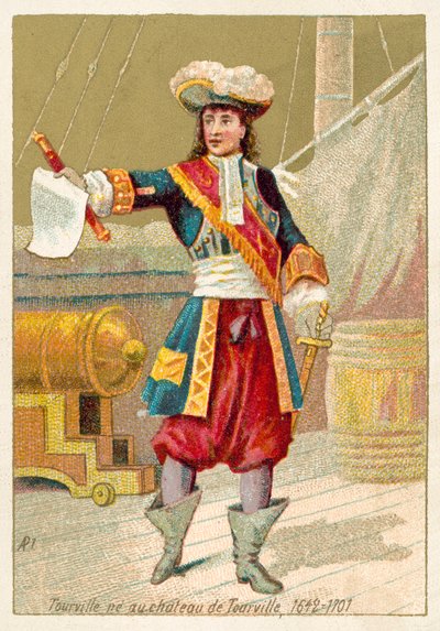 Anne Hilarion de Tourville , francouzský námořní velitel (chromolitho) od French School