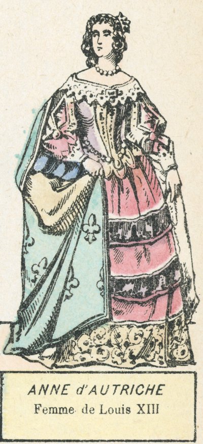 Anna Rakouská, manželka Ludvíka XIII. (barevná rytina) od French School