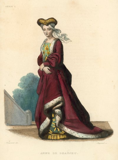Anne de Beaujeu (barevná rytina) od French School