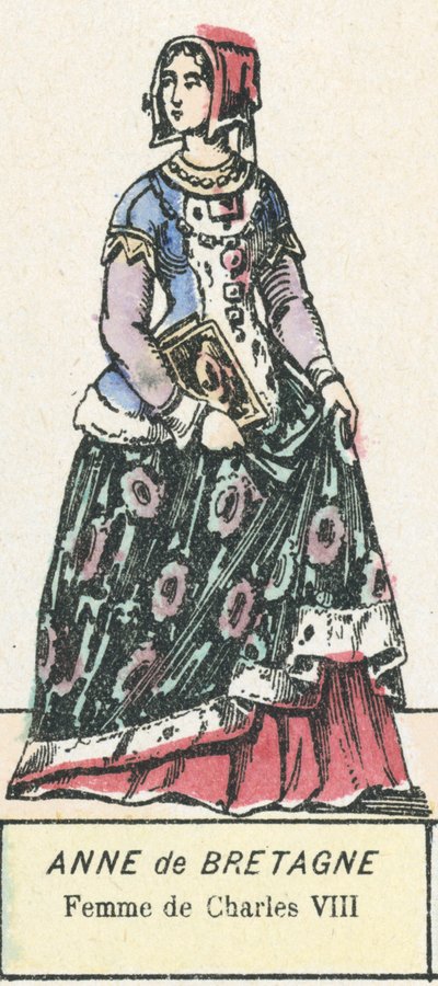Anna Bretaňská, manželka Karla VIII. (barevná rytina) od French School