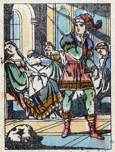 Anonymní ilustrace k „La belle au bois dormant“, příběh Charlese Perraulta (1628-1703), francouzského spisovatele. Dřevoryt Imaging Pellerin - Epinal, sd. Konec 19. století. od French School