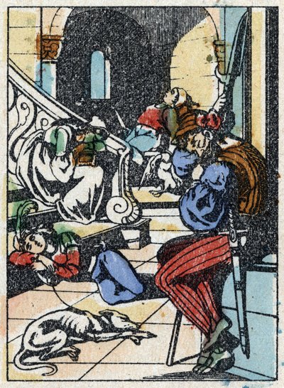 Anonymní ilustrace k „La belle au bois dormant“, příběh Charlese Perraulta (1628-1703), francouzského spisovatele. Dřevoryt Imaging Pellerin - Epinal, sd. Konec 19. století. od French School
