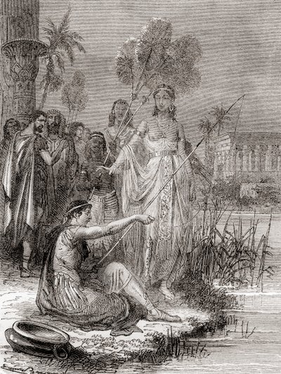 Anthony a Cleopatra loví s flotilou menších plavidel na Nilu, z „Les Merveilles de la Science“, vydáno kolem roku 1870 (rytina) od French School