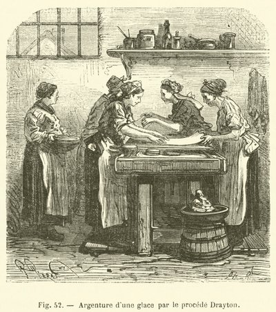 Stříbření zrcadla Draytonovým procesem (rytí) od French School