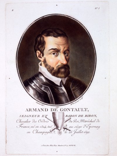Armand de Gontaut, z Portrétů velkých mužů, slavných žen a nezapomenutelných námětů Francie, vydané 1787-92 od French School