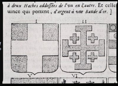 Armes de Montmorency et Godefroy de Bouillon - v „“Vraye a dokonalá věda o erbu nebo rejstříku erbů““ od Pierra Paillota od French School