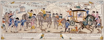 Zatčení krále a jeho rodiny ve Varennes dne 22. června 1791 od French School