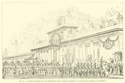 Příjezd císaře a císařovny do zahrady Tuileries v den jejich svatby, 2. dubna 1810 od French School