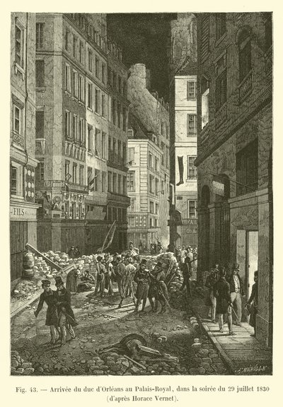 Příjezd vévody z Orléans do Palais-Royal, večer 29. července 1830, podle Horace Verneta od French School