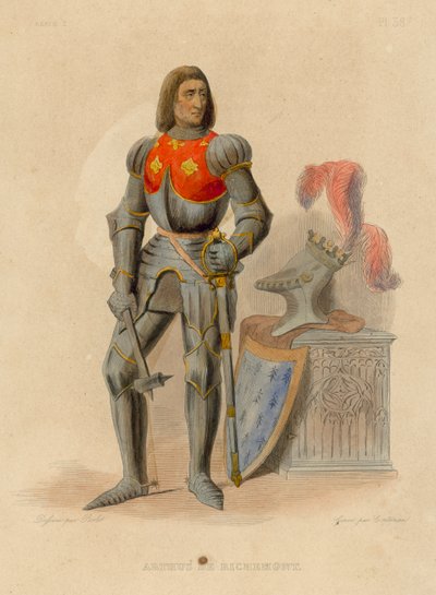 Arthus de Richemont (barevná rytina) od French School