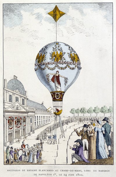 Nanebevstoupení Madame de Blanchard na Champs-de-Mars, na svatbě Napoleona 1., 24. června od French School