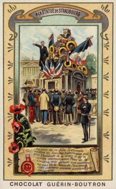 U sochy ve Štrasburku, Place de la Concorde, Paříž (chromolitho) od French School