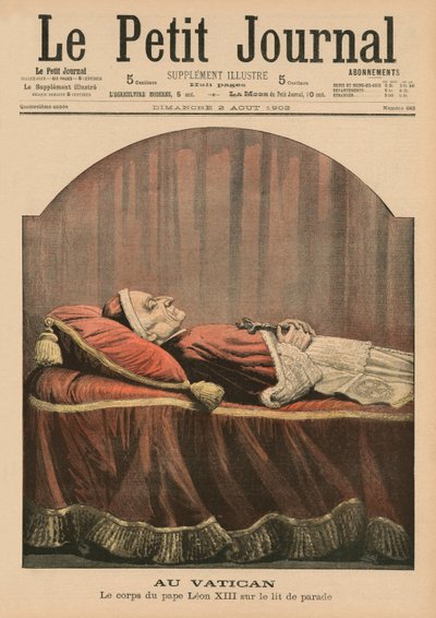 Ve Vatikánu ležící papež Lev XIII., ilustrace přední obálky z 