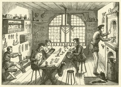 Dílna Etienna de Laulne, známého jako Stephanus, zlatník šestnáctého století (rytina) od French School