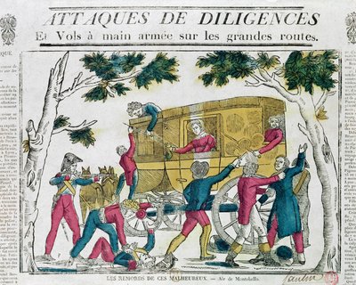 Útok na Diligence z Paříže do Lyonu 25. července 1822 od French School